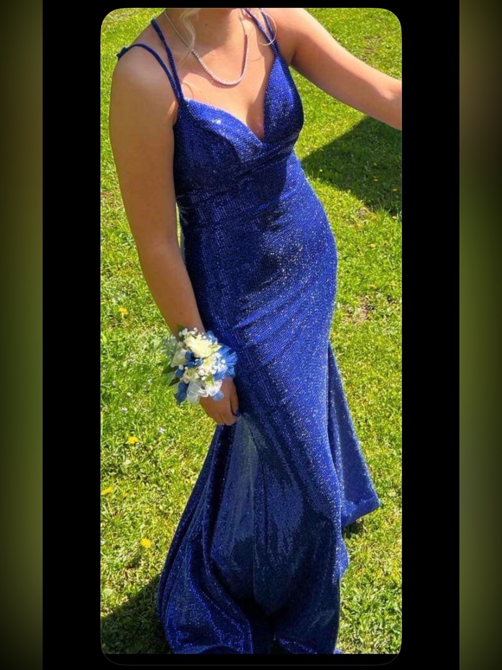 Sequin Prom Dress in Royal Blue - Picture 3 of 5